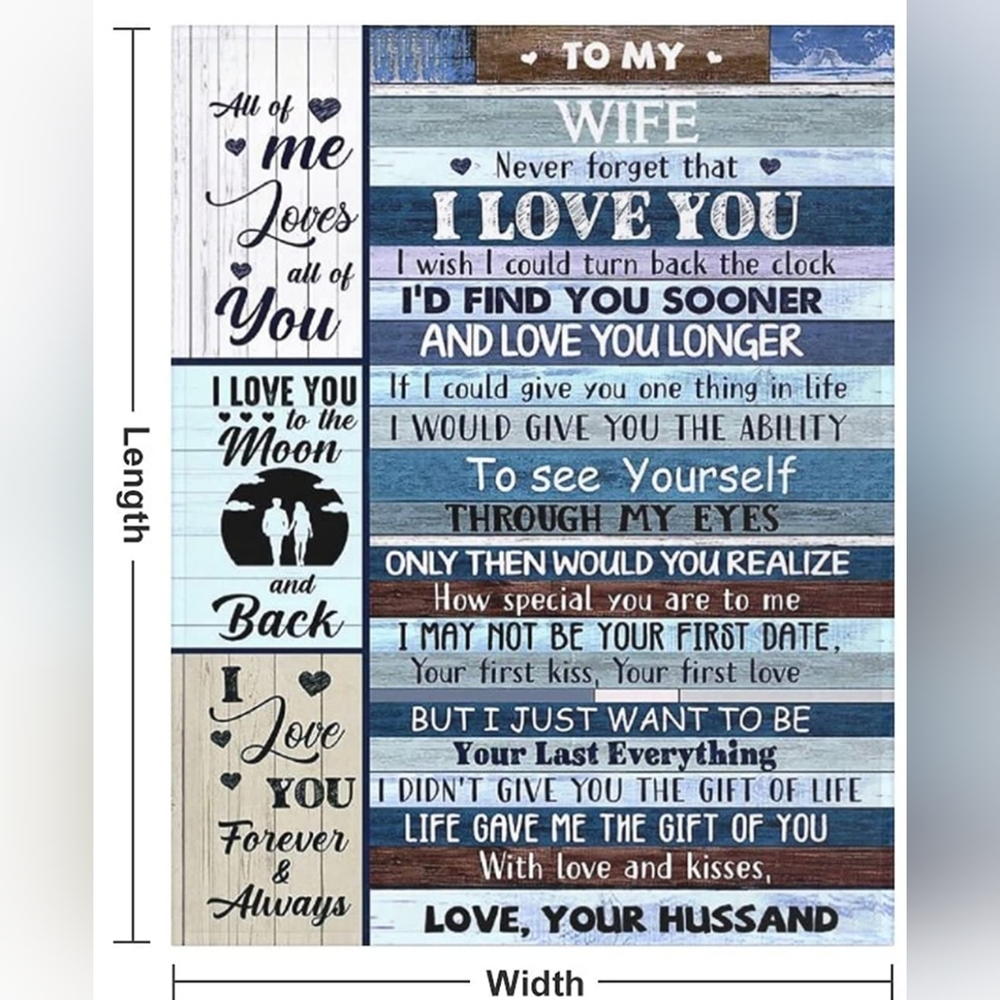 Gifts to My Wife Blanket  50" x 40" Throw Blanket...